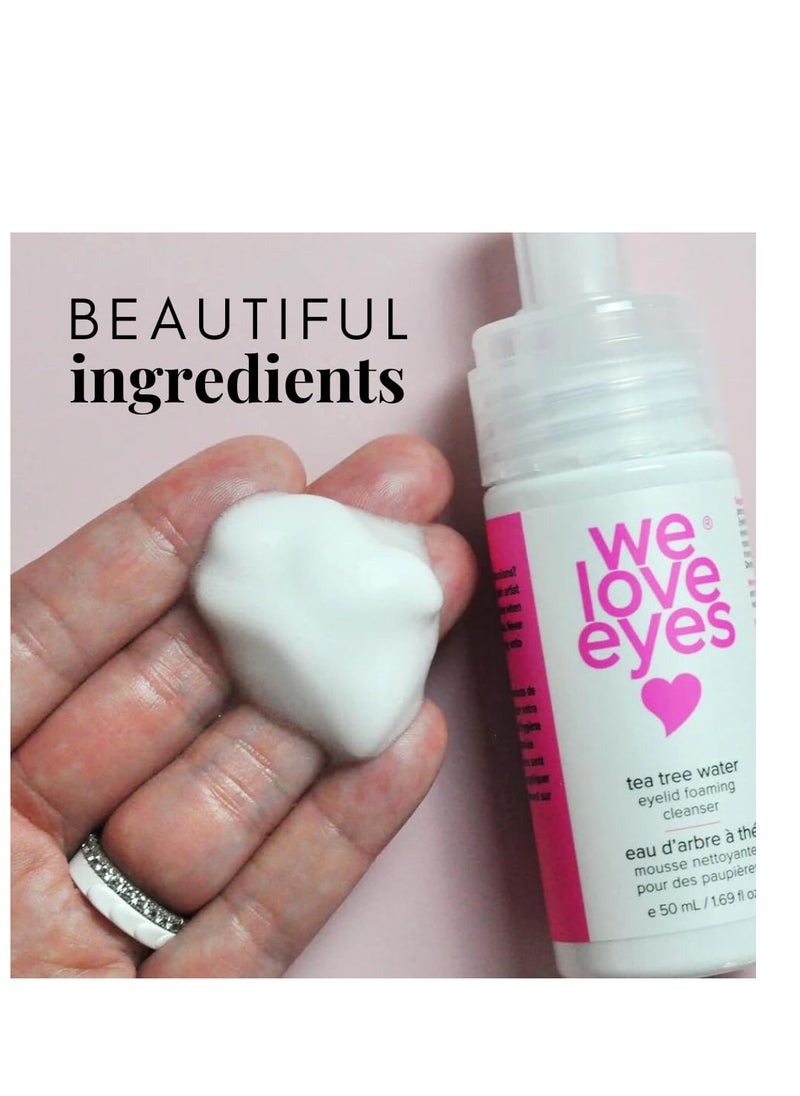 We Love Eyes - 100% Oil Free Tea Tree Water Eyelid Foaming Cleanser - For Eyelash Extension Home Care, Extend Lash Retention, Non-Irritating Formula, Removes sources of inflammation