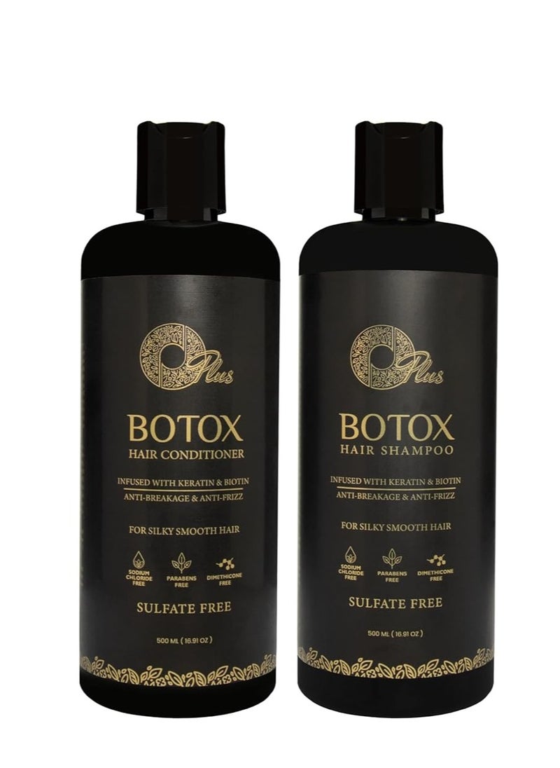 Oplus Botox Shampoo and Conditioner Set – 2x500ml | Deep Cleansing, Moisturizing, and Nourishing Hair Care | Reduces Frizz, Repairs Damage, and Restores Natural Shine