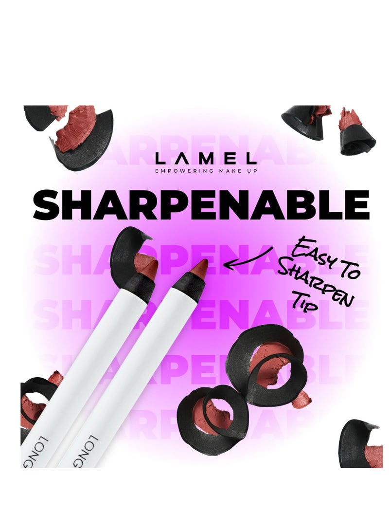 Lamel Matte Gel Lip Liner Pencil | Weightless & CreamyTexture - Sharpenable - Longwear & Waterproof - High Pigmented & Flawless Finish - Cruelty-free & Paraben-Free - 414, 1,7g/0.05oz. (Intense Brown)