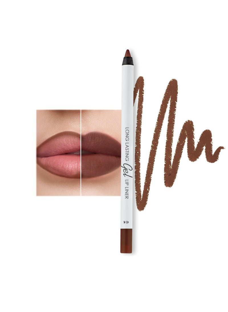 Lamel Matte Gel Lip Liner Pencil | Weightless & CreamyTexture - Sharpenable - Longwear & Waterproof - High Pigmented & Flawless Finish - Cruelty-free & Paraben-Free - 414, 1,7g/0.05oz. (Intense Brown)