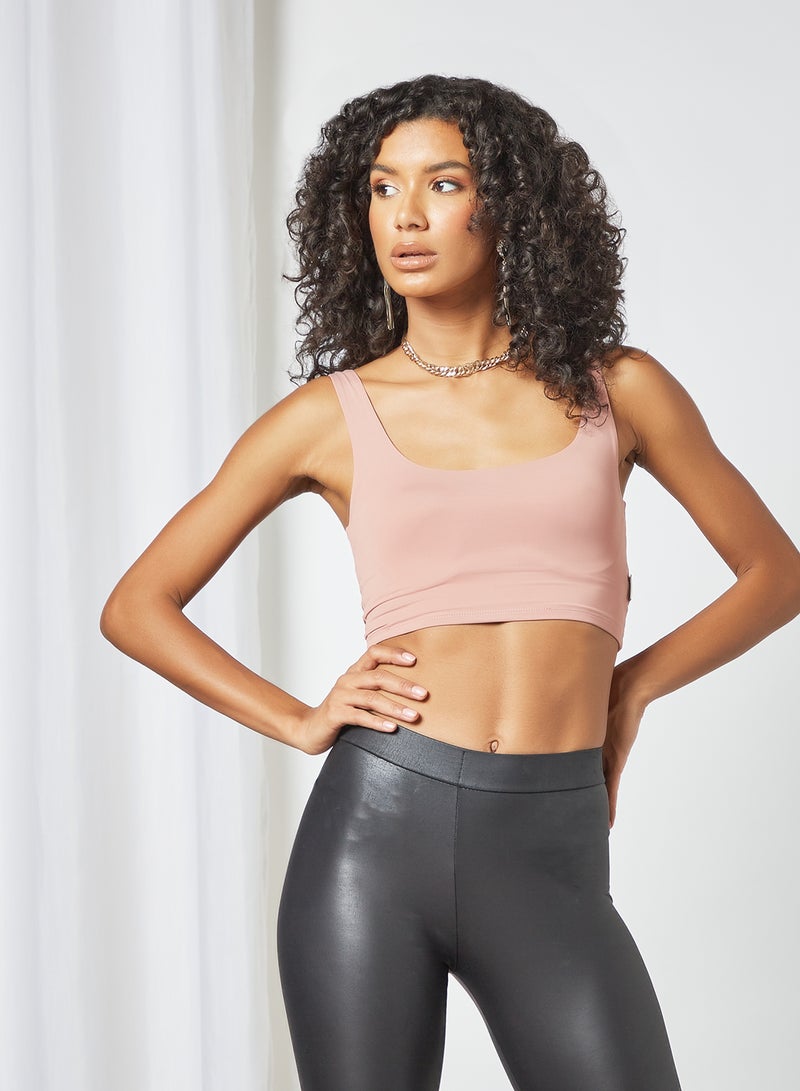 Scoop Neck Crop Top Pink