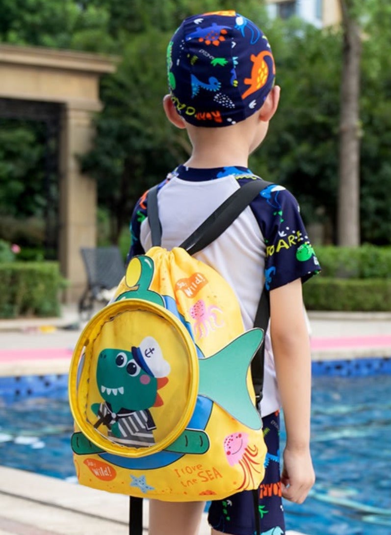 Little Crocodile Children's Swimming Bag -Dry Wet Separate Wash Bag | Swimming Storage Bag- Beach Storage Bundle Shoulder Bag ,Small Bag