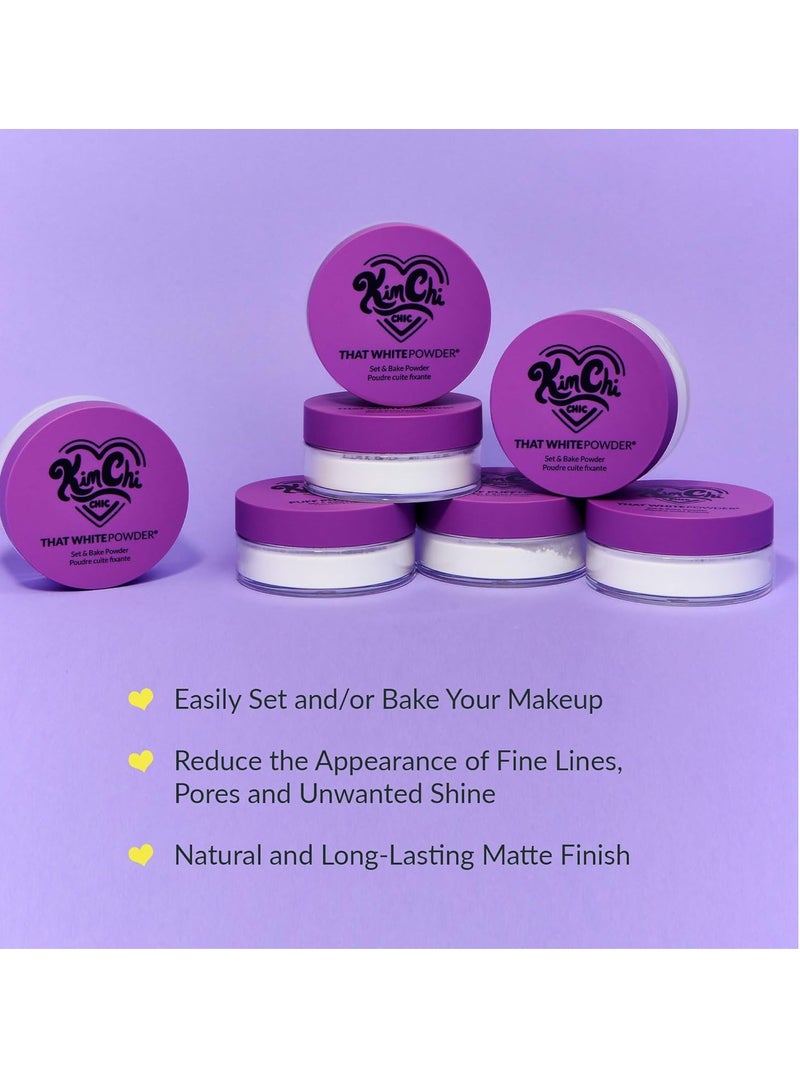 KimChi Chic Beauty That White Powder, Mattifying Makeup Setting Powder for All Skin Types, Long-Lasting Face Powder Helps Minimize the Appearance of Fine Lines