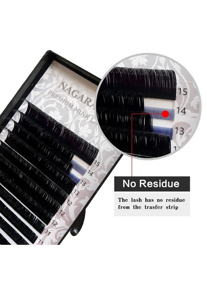 Eyelash Extensions Individual Lashes 0.12Mm C Curl 7-15Mm Mix Tray Classic Matte Black Natural Faux Mink 16 Rows