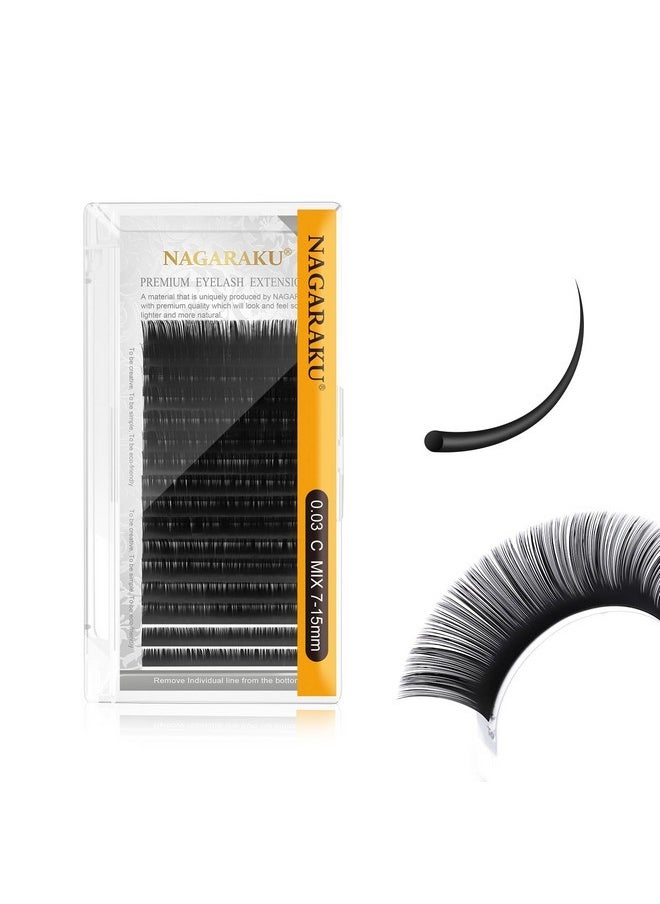 Eyelash Extensions Individual Lashes 0.03Mm C Curl 7-15Mm Mix Tray Classic Mega Volume Matte Black Soft Natural 16 Rows