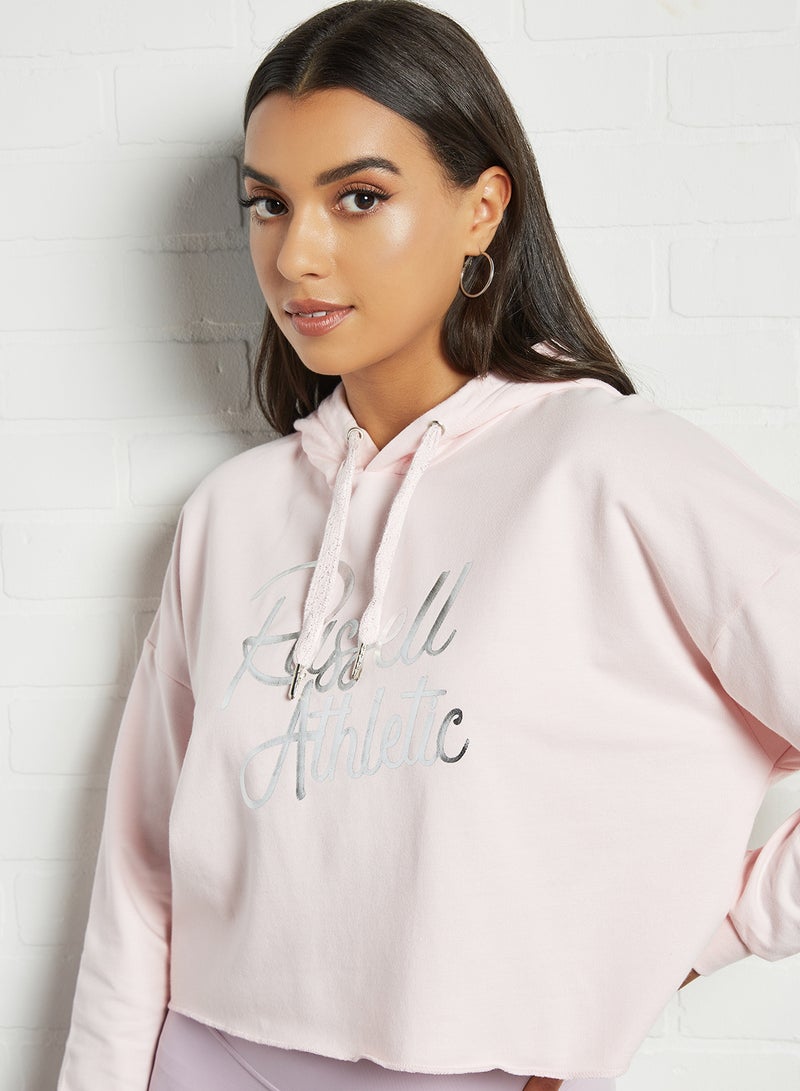 Foil Print Hoodie Light Pink