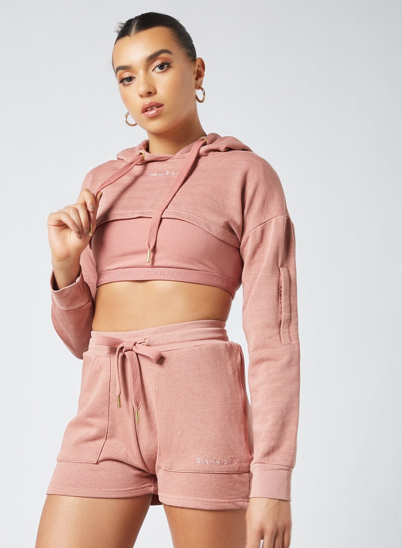 Logo Cropped Hoodie Pink