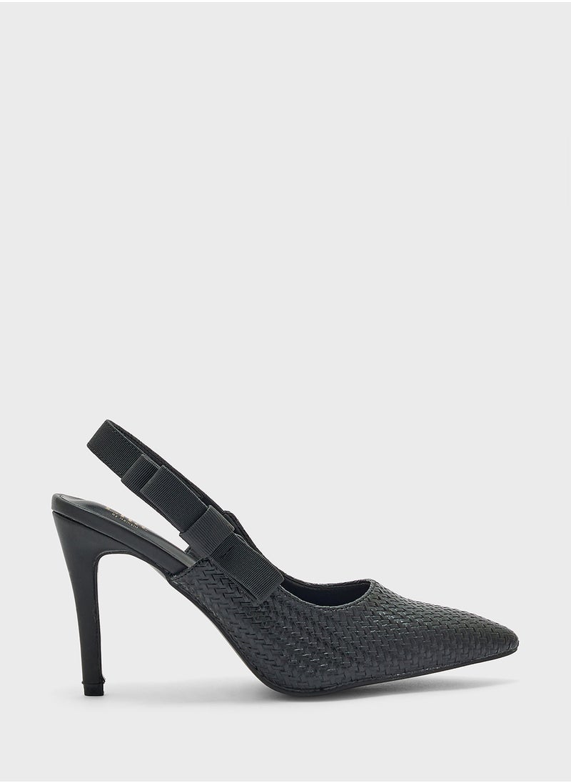 Weave Detail Sling Back Pump