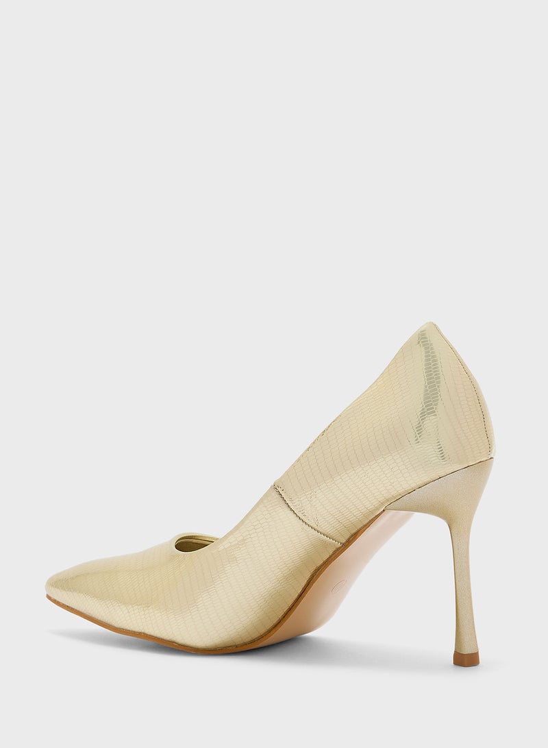 Snake Print Pointy Pump