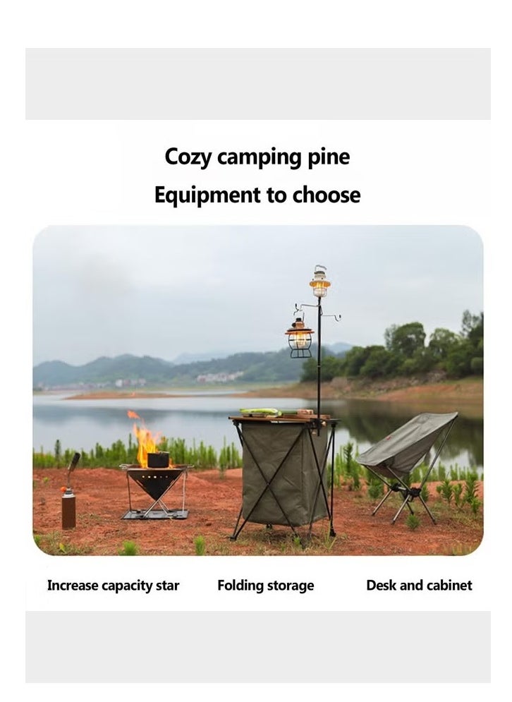 Outdoor Folding Storage Table, Portable Camping Tool Food Storage Box, Item Storage Cabinet in Tent, Picnic Garden Barbecue Tableware Storage Rack