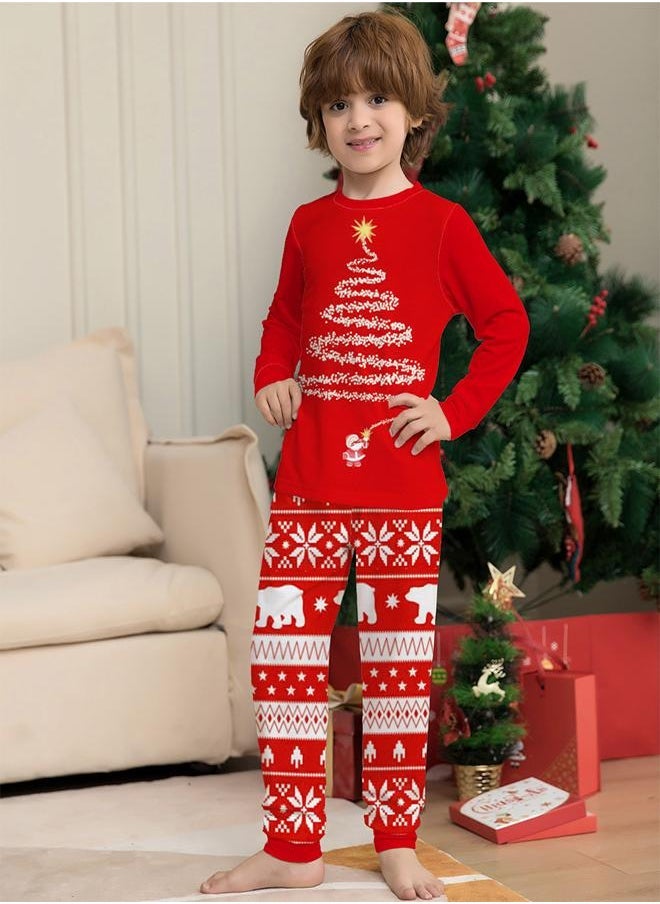 Christmas Tree printed t-shirt with printed pajama set for kids