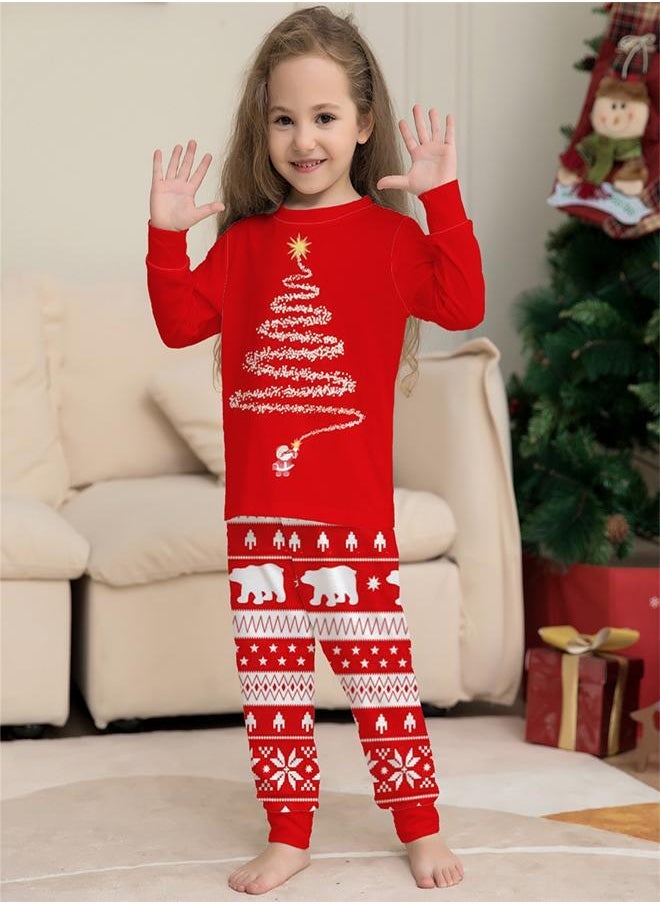 Christmas Tree printed t-shirt with printed pajama set for kids