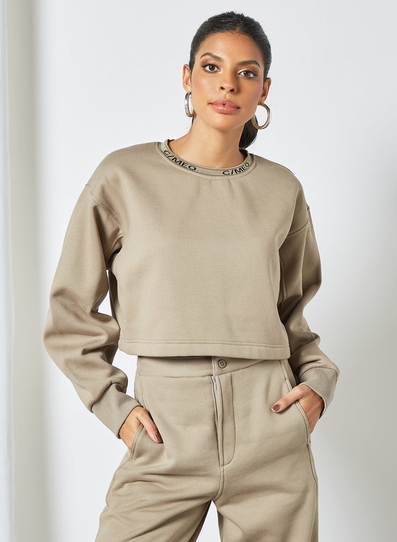 Oversized Crop Sweatshirt Taupe