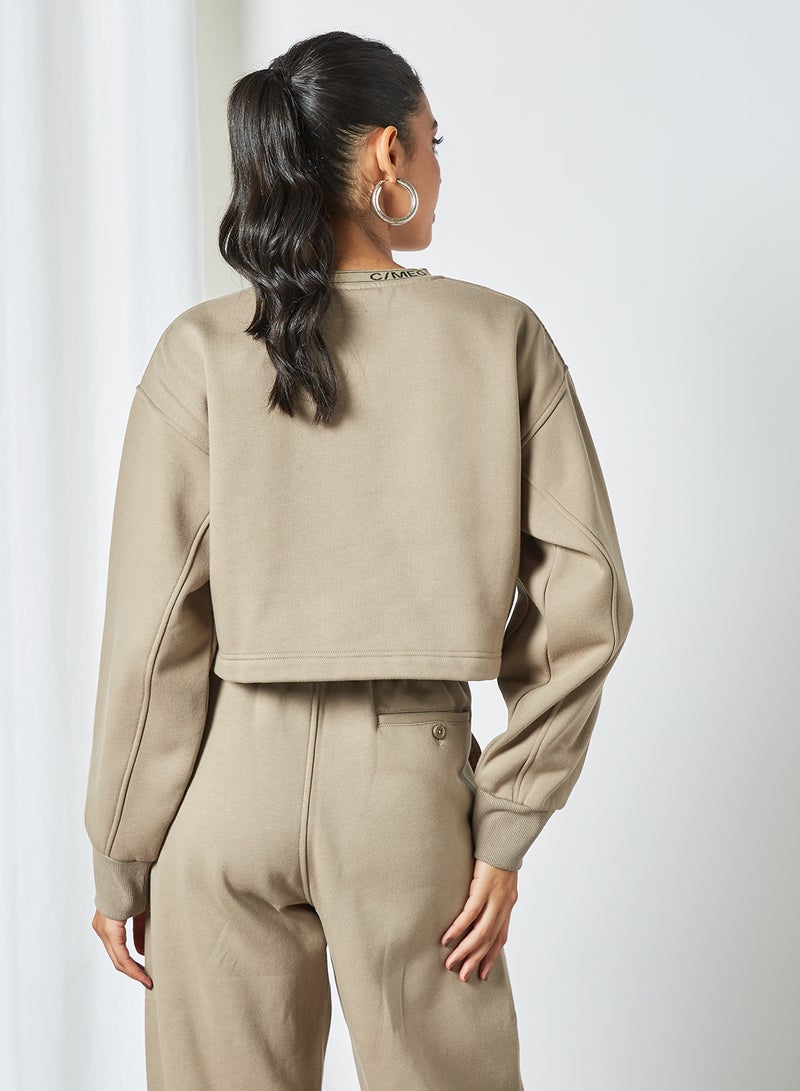 Oversized Crop Sweatshirt Taupe