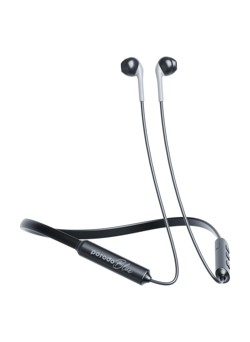 ENC Neckband Earphones with Deep Bass, Comfortable Fit Design, Compact and Sturdy, 200mAh Battery Capacity, 1.5 Hours Charging Time, 28 Hours Playback Time, Micro USB Charging Port, More than 15m Transmission Distance - Black