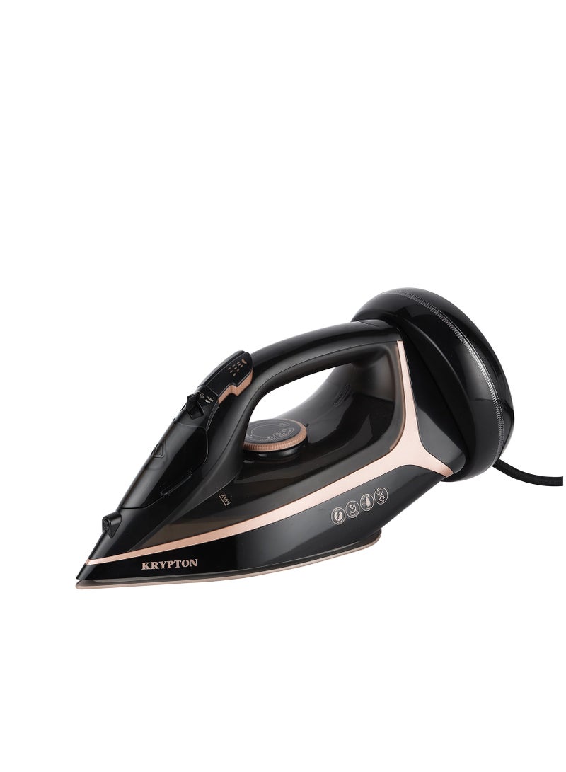 Ceramic Steam Iron | Cord and Cordless Use, Dry Steam Ironing Box with Ceramic Soleplate | Compact and Handy Design with Multiple Functions |300 ml Water Tank | Suitable for All Kinds of Fabric, 2200 W Power | 2 Years Warranty 300 ml 2200 W KNSI6557 Black