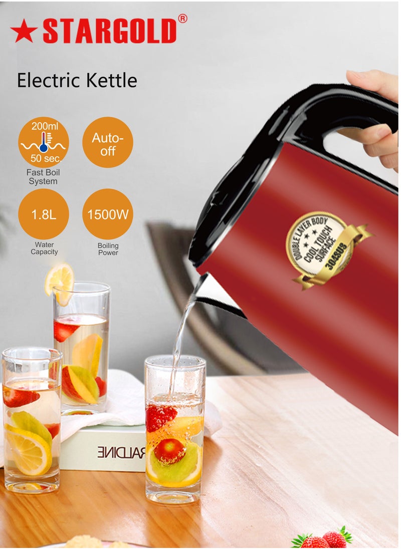Electric Kettle 1.8 Litre with Auto Turn-Off Kettle 1500W