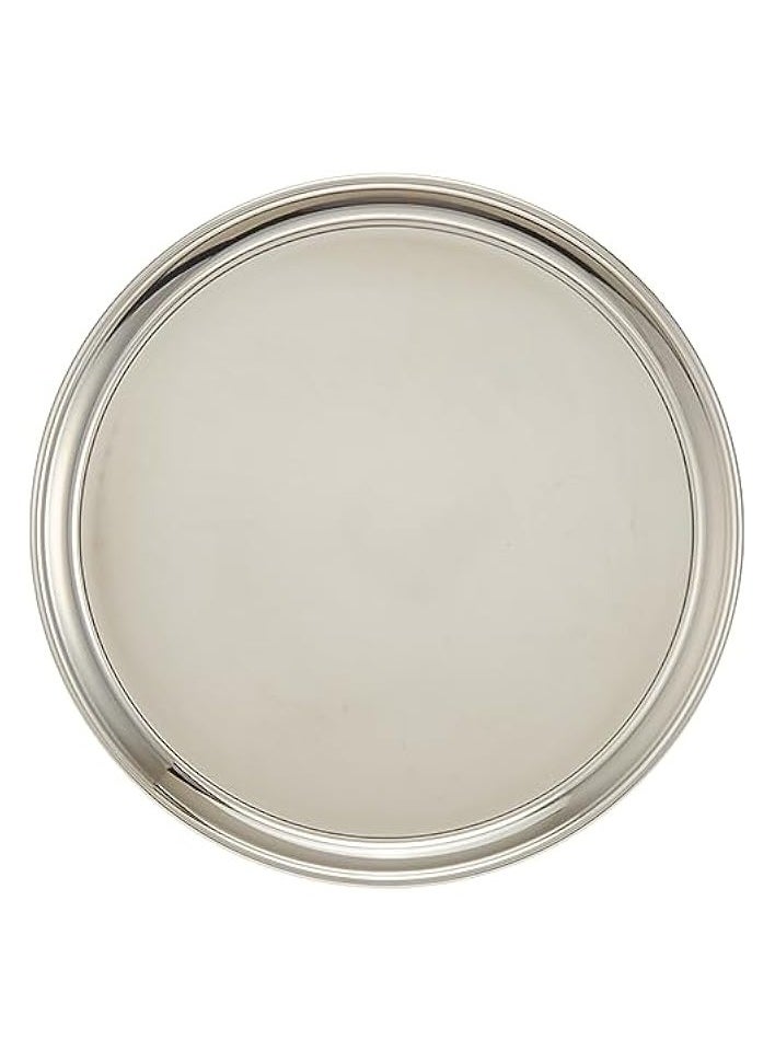 STAINLESS STEEL BEADED PLATE, 31.5 CM , SILVER, TB0003, DINNER PLATE , SERVEWARE , SERVING PLATE , RICE PLATE