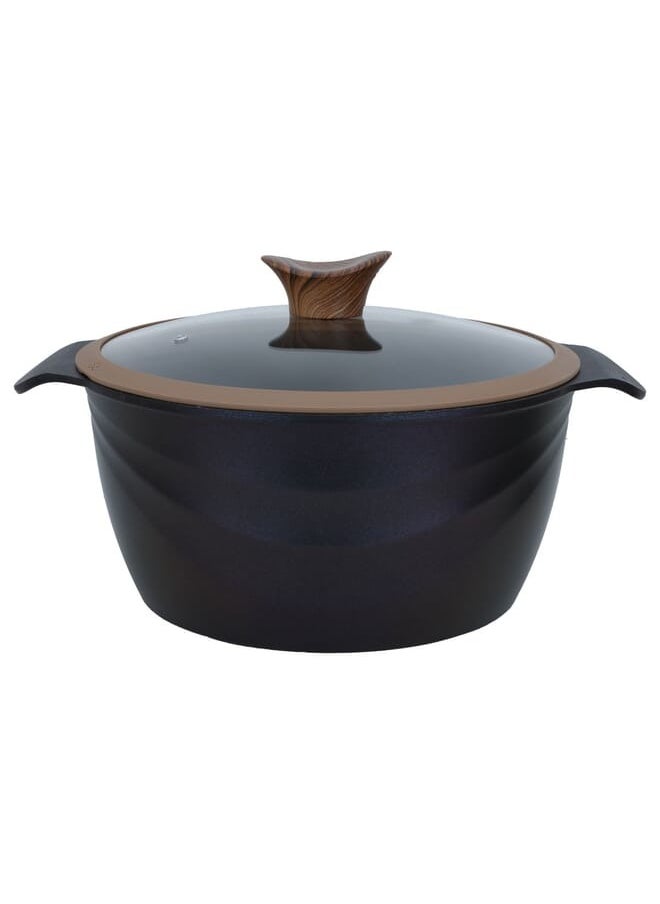 Dark blue granite pot set with glass lid, 10 pieces