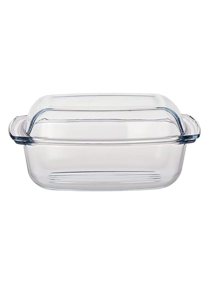 Glass Casserole Rectangular, 5.8L,Borosilicate (Heat-Resistant) Glass, Suitable For Gas Cooker, Electrical And Oven.