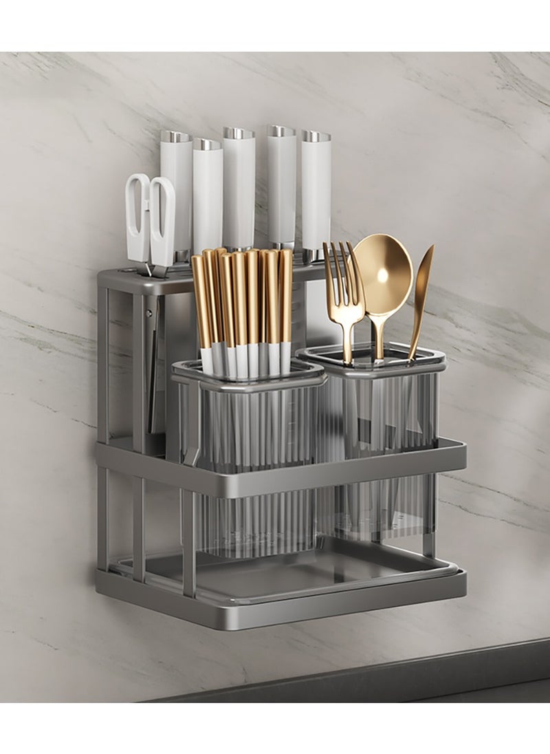 Cutlery Holder, Metal Flatware Organizer, Spoon Knives Fork holder, Utensils Organizer, Kitchen Organizer for Countertop, Self-Adhesive Wall-Mounted Cutlery Organizer.