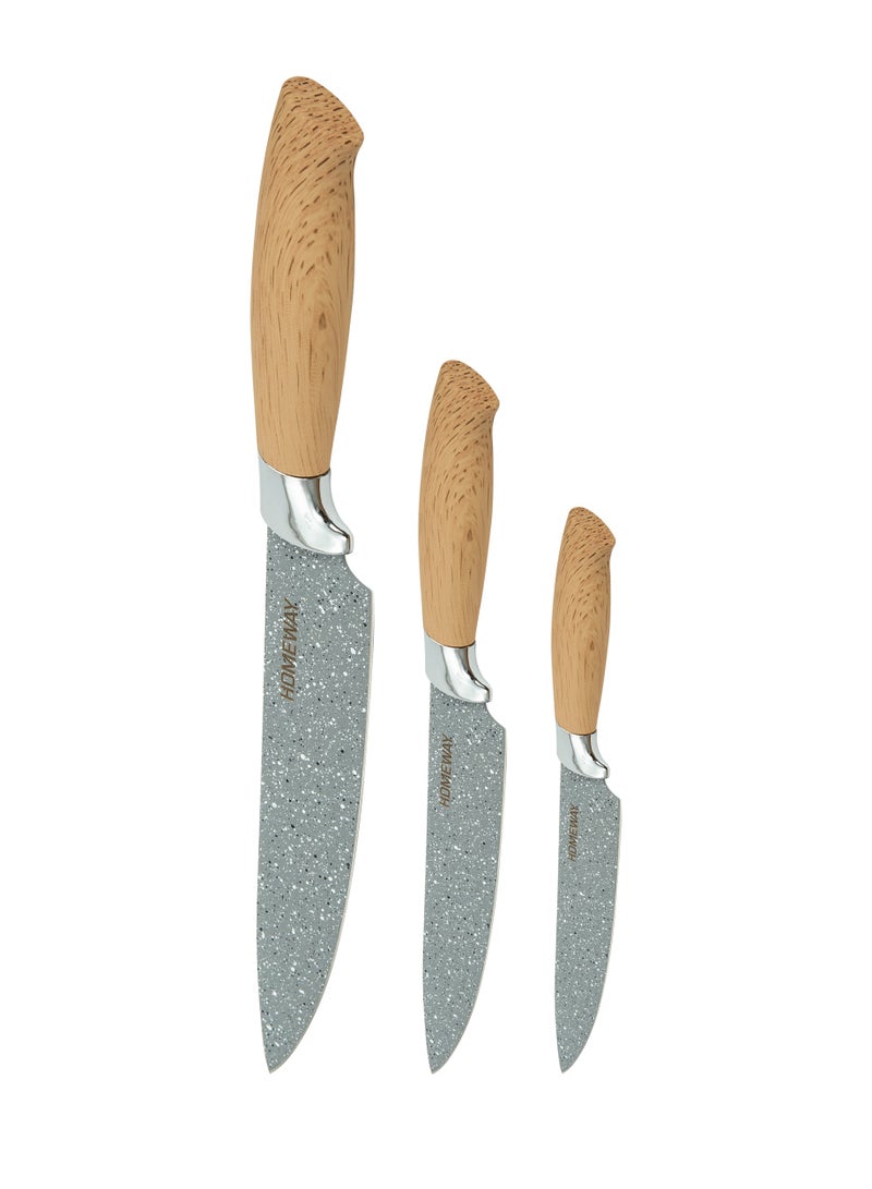 Homeway 3-Piece Marble Knife Set – Premium Stainless Steel Blades for Precise Cutting, Chopping, and Slicing