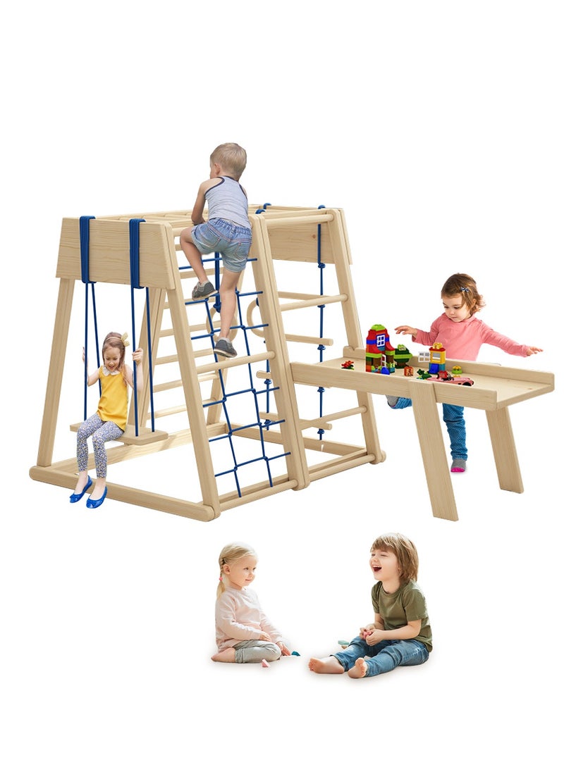 Jungle Gym, Toddler Climbing Toys, Indoor Playground Climbing Toys for Toddlers, Montessori Style Playground Sets for Backyards , Climbing Wall, Rope Wall Climber,  Swing，Toy desk