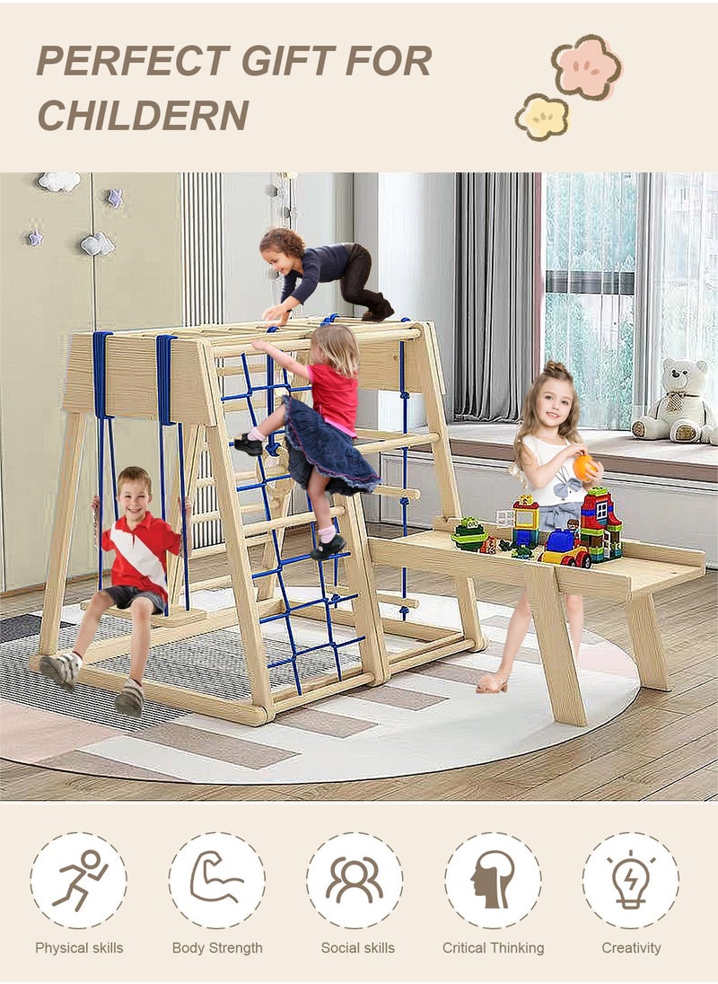 Jungle Gym, Toddler Climbing Toys, Indoor Playground Climbing Toys for Toddlers, Montessori Style Playground Sets for Backyards , Climbing Wall, Rope Wall Climber,  Swing，Toy desk