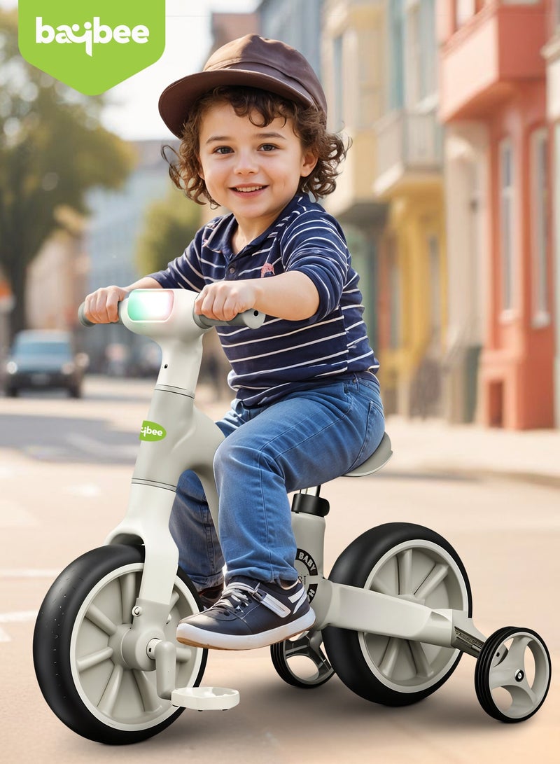 2 in 1 Convertible Baby Tricycle for Kids Smart Baby Balance Bike Kids Tricycle Cycle with Light Music Foldable Auxilary Wheels Kids Tricycle Bicycle Baby Cycle for Kids 2 to 5 Years Green