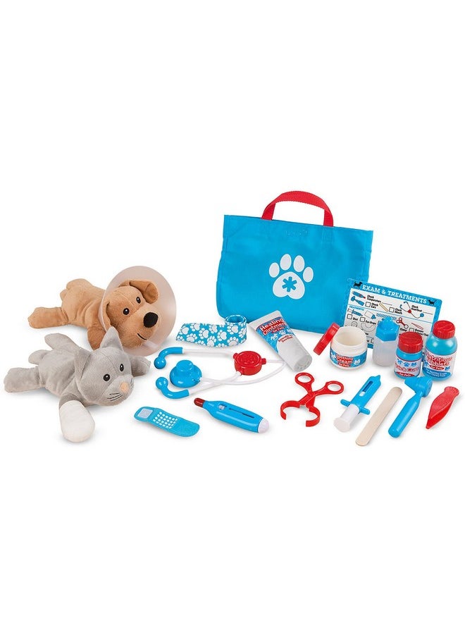 Examine And Treat Pet Vet Play Set (24 Pcs) Kids Veterinary Play Set Veterinarian Kit For Kids Steam Toy Pretend Play Doctor Set For Kids Ages 3+