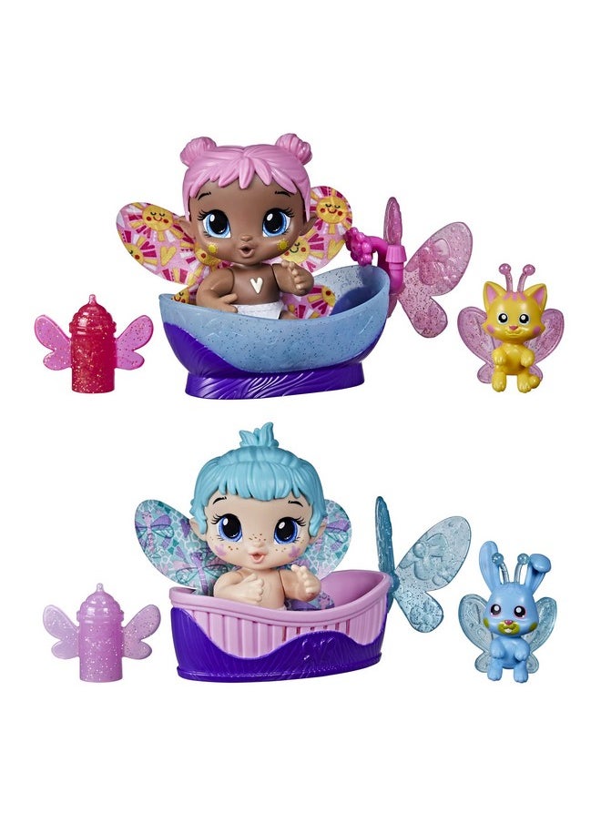 Glo Pixies Minis 2Pack Bubble Sunny And Aqua Flutter 3.75Inch Glowinthedark Pixie Doll Toy Kids 3 And Up 2 Surprise Friends