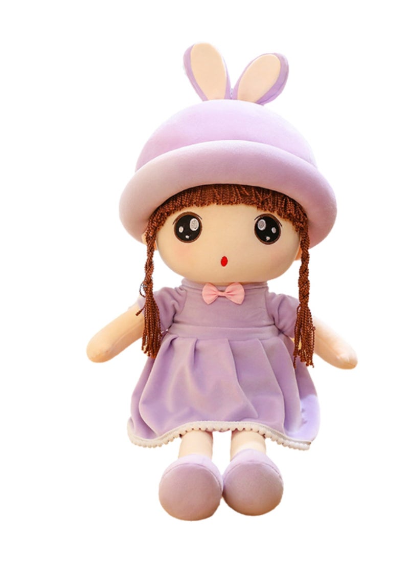 50 CM Cute Little Girl Plush Toy Soft Stuffed Cartoon Doll For Girls And Boys All Ages Gift（Purple）