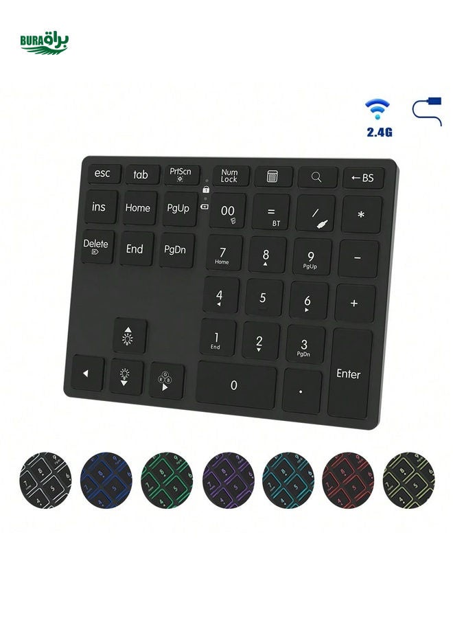 JOMAA JOMAA 2.4G Wireless Numeric Keypad Wireless +Wired Rechargeable Numpad Keyboard Wired Number Keyboard For Laptop IPad Laptop