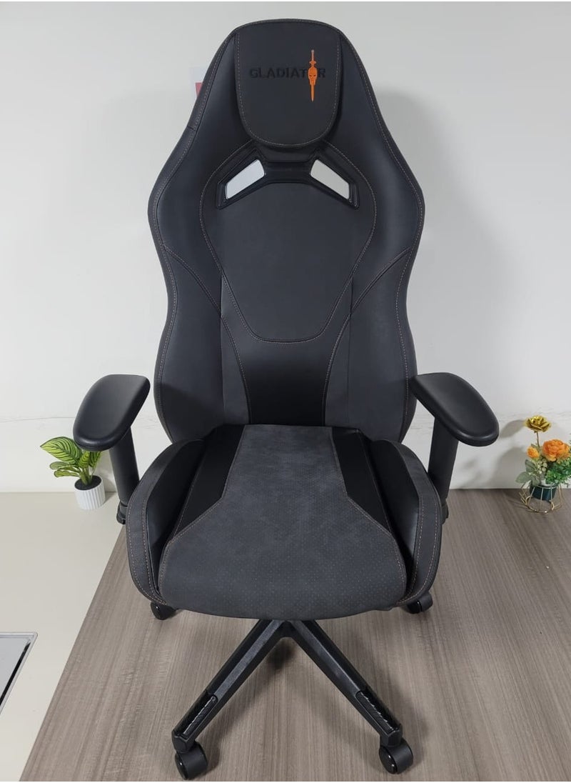 Multifunction High Quality Ergonomic Swivel Adjustable Height Gaming Chair Office Chair Leather High Back Reclining Function Ergonomic Design Comfortable Neck and Lumber Support Armrest Headrest Computer Chair for Home Office 73x127 cm