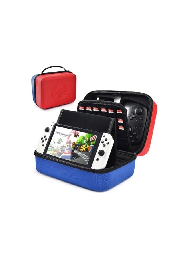 Switch Carrying Case for Nintendo Switch with Folding Stand, Compatible for New Switch OLED/Lite Console, Large Carry Bag of Travel and Storage, Holding Pro Controller, AC Adapter, 30 Game Cartridges