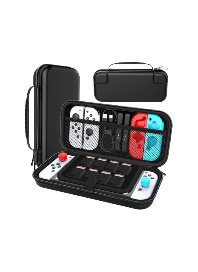 Nintendo Switch Carrying Case Shockproof & Waterproof Hard Shell Nintendo Switch Travel Case for Console Joy-Cons Game Cards Cables etc Fit for Nintendo Switch/OLED/Lite Accessories Black Unisex,Black