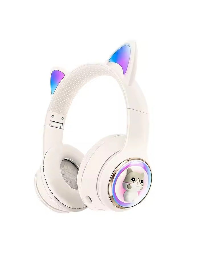 Bluetooth Headset Plus Cat Design Wireless Ears Illuminated Stylish  Over-Ear Headset