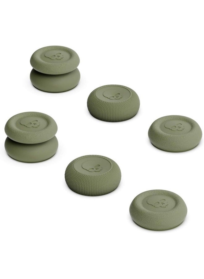 Skin, CQC and FPS Thumb Grip Set Joystick Cap Analog Stick Cap for Nintendo Switch Pro Controller & PS5 / PS4 / Slim/Pro Controller - OD Green, 3Pairs(6pcs)