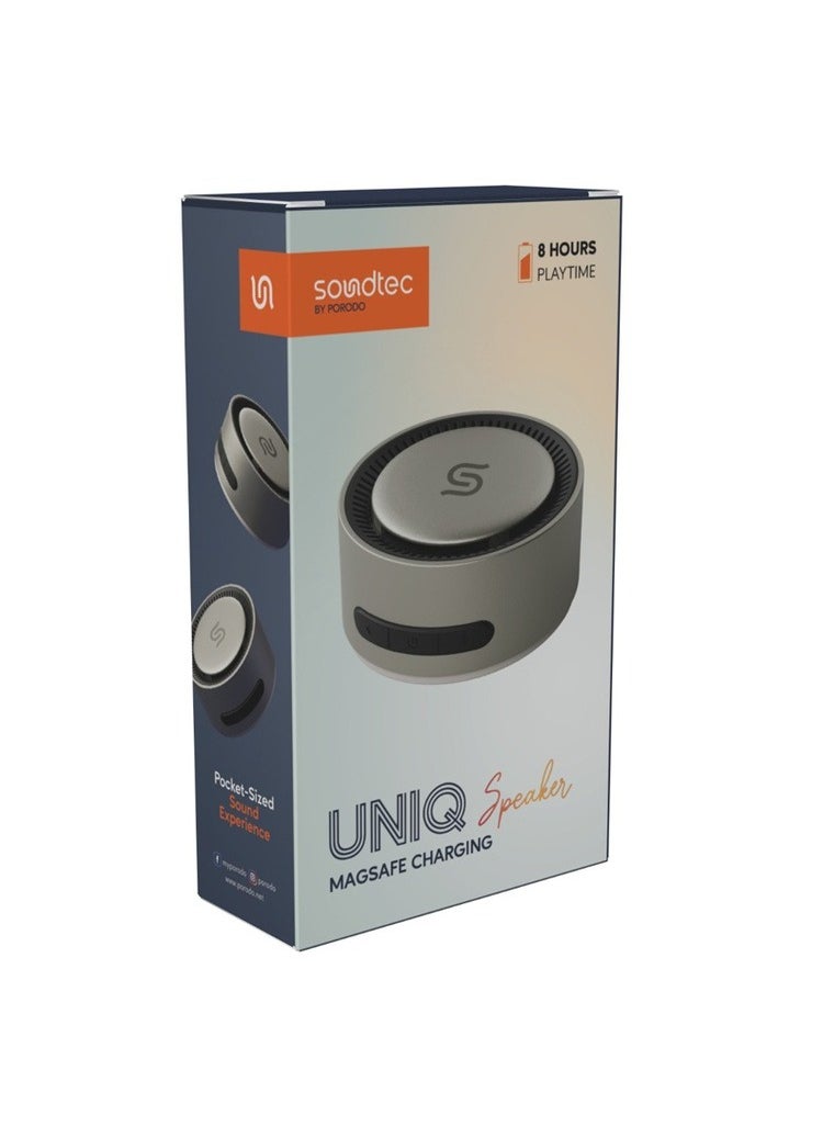 Soundtec Uniq Magnetic Wireless Charging Bluetooth Speaker - Titaniun