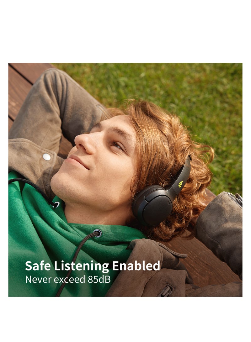 Wireless On-Ear Bluetooth Headphones, Lightweight, Foldable, 40H Playtime, Personalize EQ, Fast Charging Balck