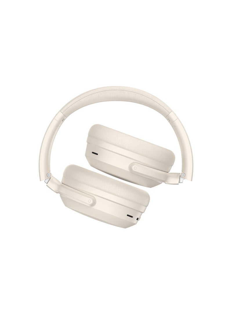 Wireless Over-Ear Bluetooth Headphones – Hi-Res Sound, 40mm Dynamic Drivers, Titanium-Coated Diaphragm, 56H Battery Life, Adjustable Comfort Fit, Ultra-Low Latency Game Mode, Wired & Wireless Use Ivory
