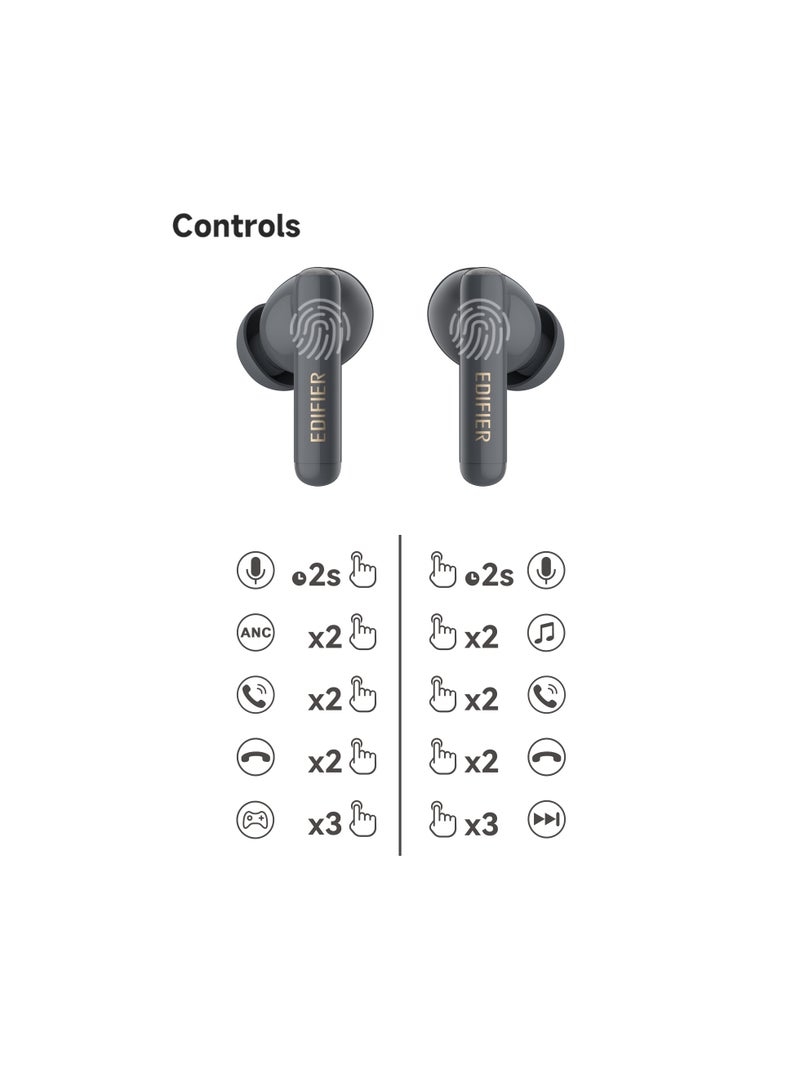 X5 pro Active Noise Cancelling Bluetooth Earbuds, 31H Playtime, AI-Enhanced Calls, Fast Charge, IP55 Waterproof, Powerful bass, Low Latency Game Mode Grey