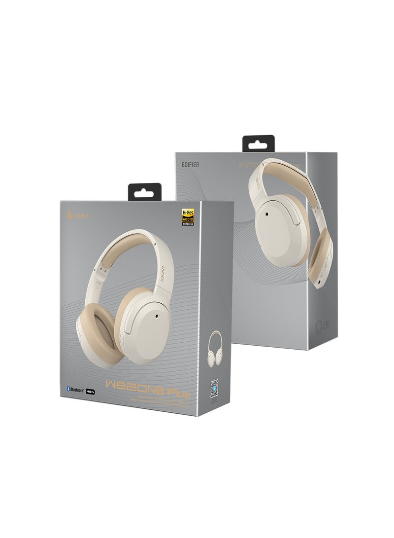 Hybrid Active Noise Cancelling Headphones - LDAC Codec - Hi-Res Audio Wireless & Wired - Fast Charge - 49H Playtime - Over Ear Bluetooth V5.2 Headphones Ivory