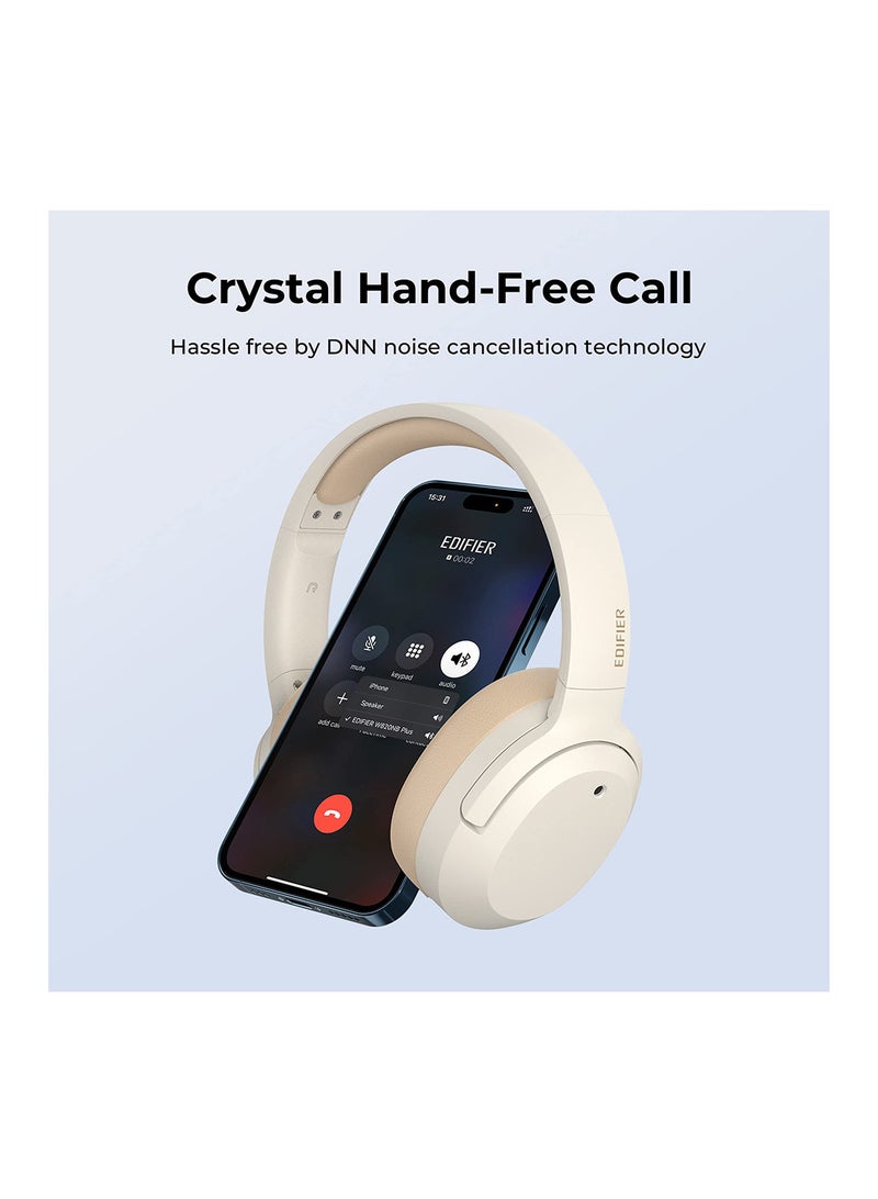 Hybrid Active Noise Cancelling Headphones - LDAC Codec - Hi-Res Audio Wireless & Wired - Fast Charge - 49H Playtime - Over Ear Bluetooth V5.2 Headphones Ivory