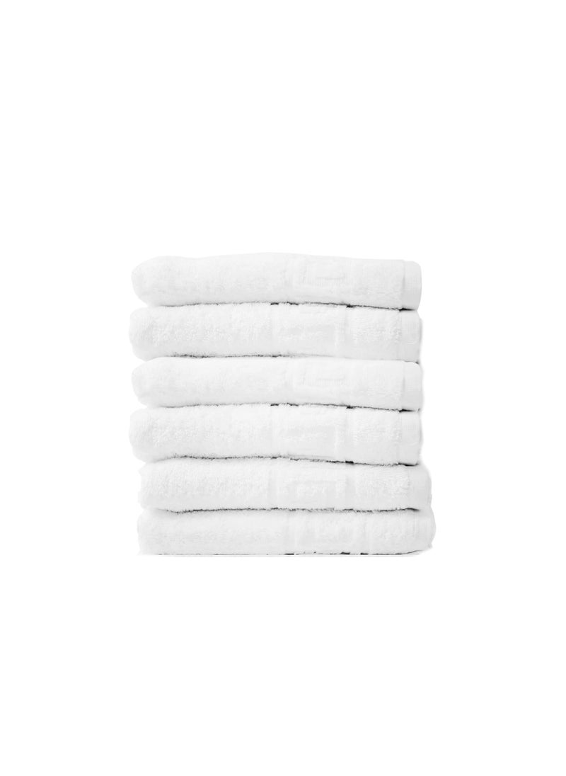 Context Solid White 6 piece 100% Cotton Hand Towel Gym Towel Face Towel