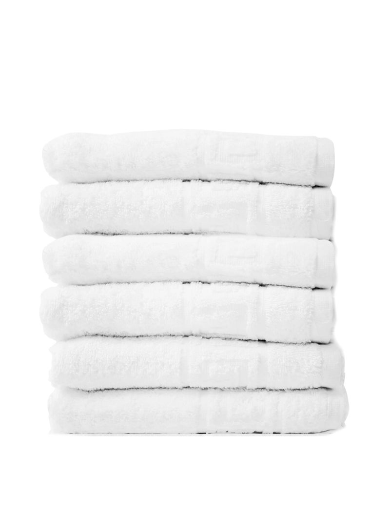 Context Solid White 6 piece 100% Cotton Hand Towel Gym Towel Face Towel