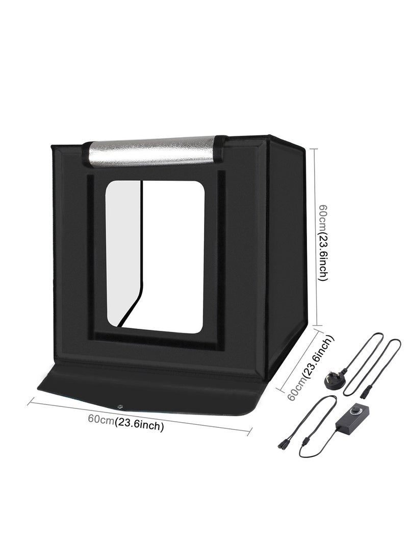 23.6Inch/60cm Photo Studio Light Box Portable Light Tent LED 5500K White Light Dimmable Mini 36W Photography Studio Tent Kit with 6 Removable Backdrop (Black Orange White Green Blue Red)