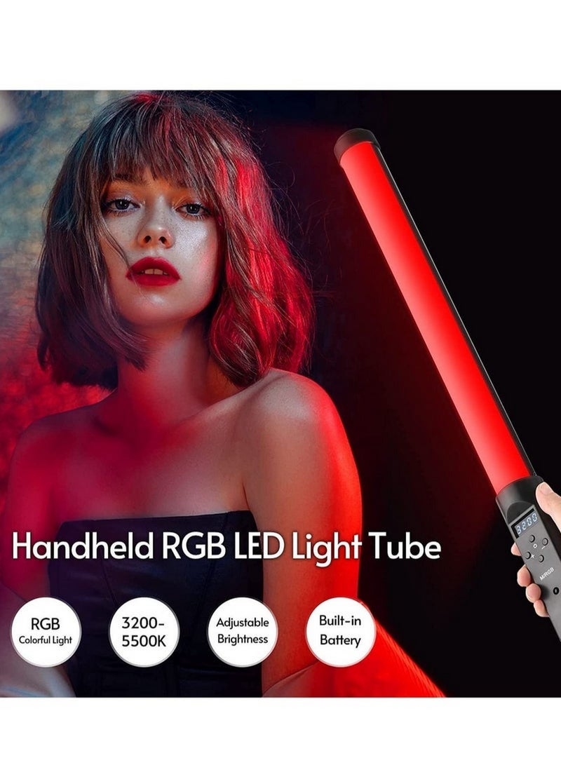 Handheld RGB Tube LED Video Light Stick Atmosphere Light Camera Light Built In Battery And Remote Control OLED Display Suitable for Various Scenes
