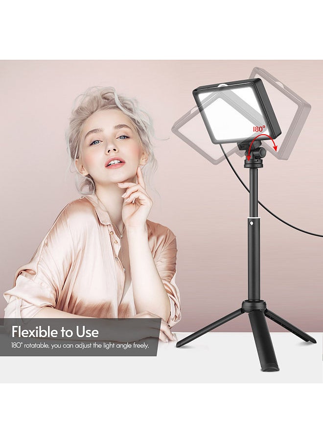 USB Video Conference Lighting Kit with 1 * LED Video Light 5600K Dimmable + 1 * Desktop Tripod + 1 * 180° Rotatable Mounting Adapter + 4 * Color Filters(Red/Yellow/Blue/White)