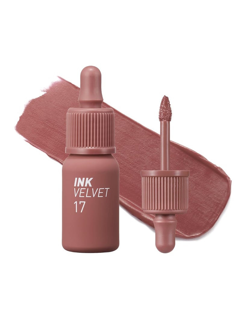 Peripera Ink the Velvet Lip Tint - High Pigment Color, Longwear, Weightless, Not Animal Tested, Gluten-Free, Paraben-Free (017 ROSY NUDE)